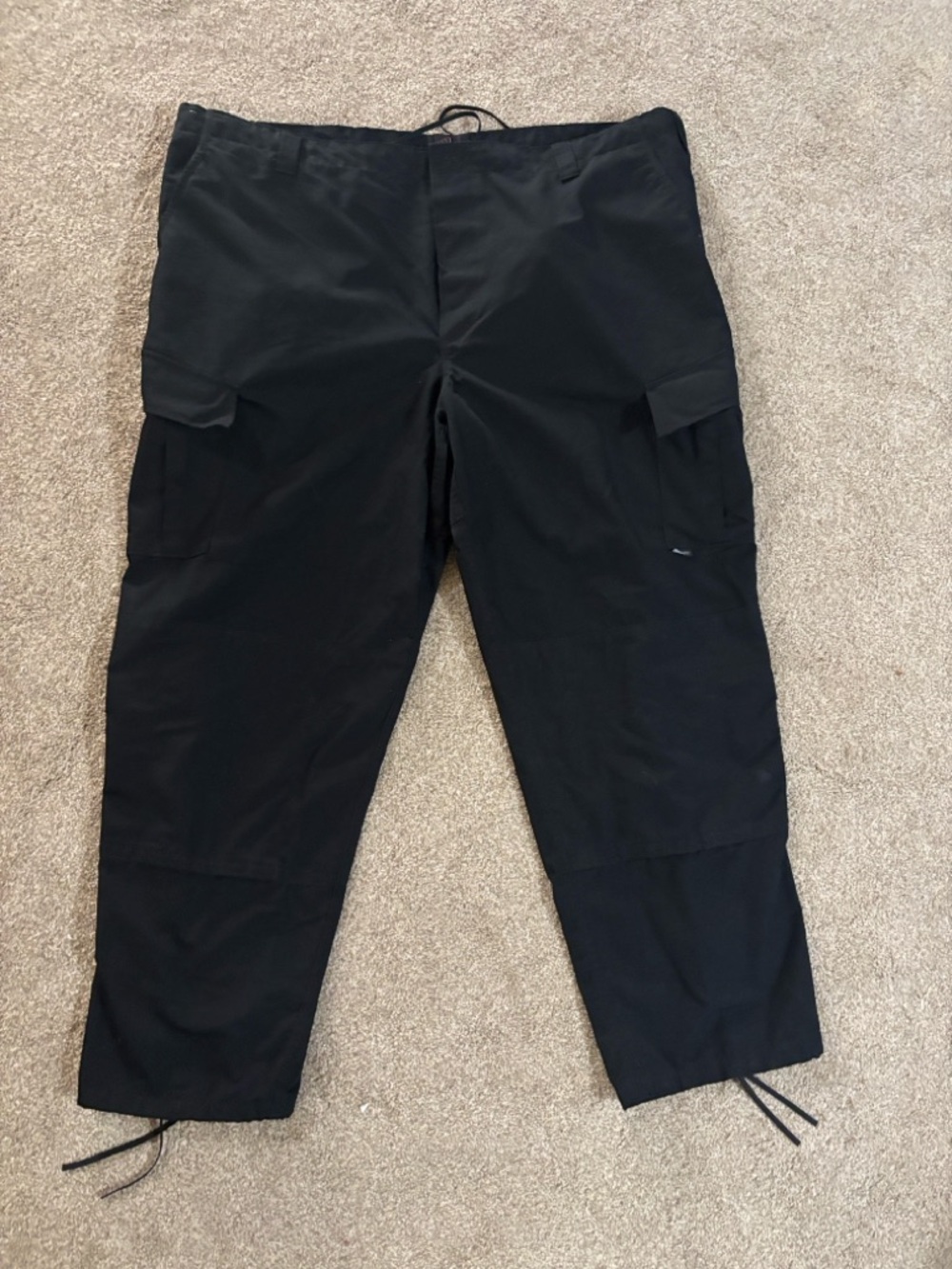 Tactical plus size Men's Black Cargo Pants with Adjustable Ankles